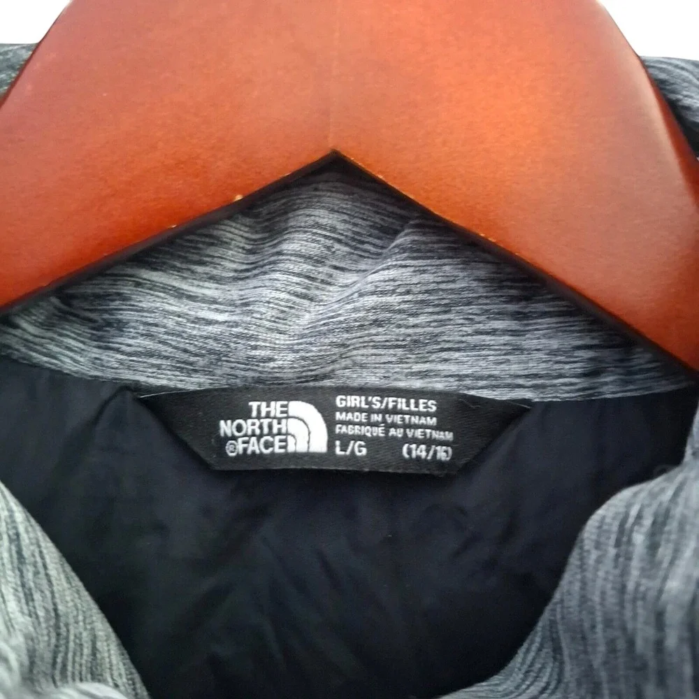 The North Face Pseudio Vest Girls Large Gray Black Full Zip Colorblock